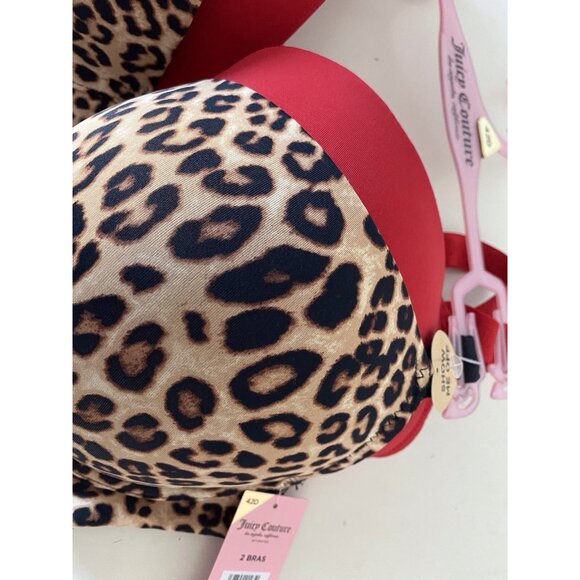 2 Pack Juicy Couture Bra Show Me Off Lined JC2801 Leopard Print Red Size 42D NEW - Picture 5 of 11